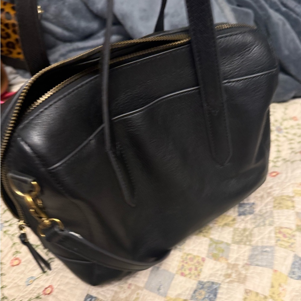 Fossil Black Leather Satchel Hailey Bag - Picture 2 of 5
